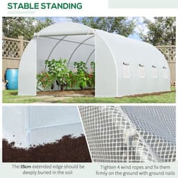 image-Outsunny 6 x 3 x 2 m Polytunnel Greenhouse w/ Zippered Door and 8 Windows