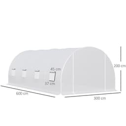 image-Outsunny 6 x 3 x 2 m Polytunnel Greenhouse w/ Zippered Door and 8 Windows