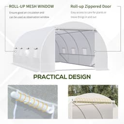 image-Outsunny 6 x 3 x 2 m Polytunnel Greenhouse w/ Zippered Door and 8 Windows