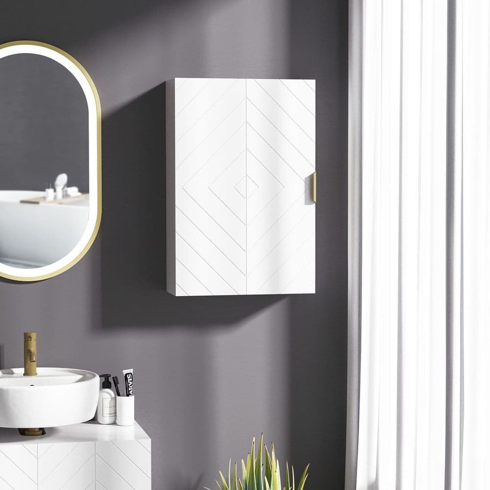 image-kleankin Bathroom Wall Cabinet with Adjustable Shelves for Hallway, Living Room