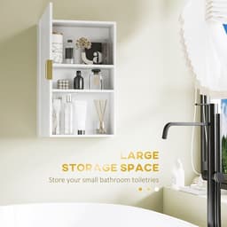 image-kleankin Bathroom Wall Cabinet with Adjustable Shelves for Hallway, Living Room