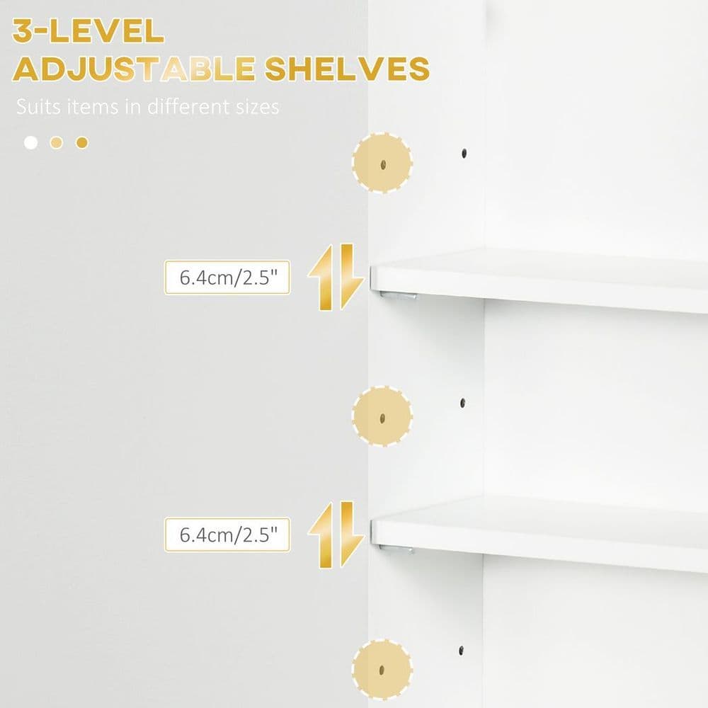 image-kleankin Bathroom Wall Cabinet with Adjustable Shelves for Hallway, Living Room