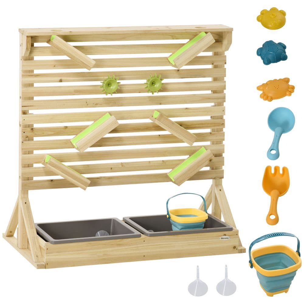 image-Outsunny Kids Running Water Playset w/ Sink Toys, Water Carts, Tracks