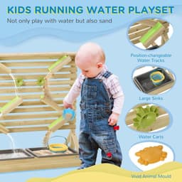 image-Outsunny Kids Running Water Playset w/ Sink Toys, Water Carts, Tracks
