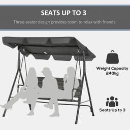 image-Outsunny 3-person Rattan Swing Chair, Hanging Bench w/ Stand, Adjustable Canopy