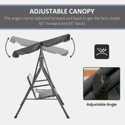 image-Outsunny 3-person Rattan Swing Chair, Hanging Bench w/ Stand, Adjustable Canopy