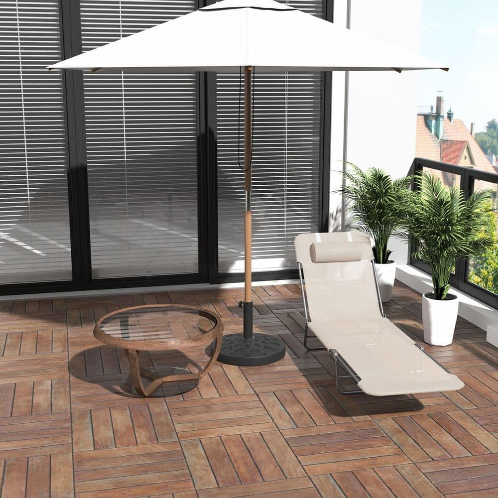 image-Outsunny Adjustable Sun Bed Garden Lounger Recliner Relaxing Camping Beige