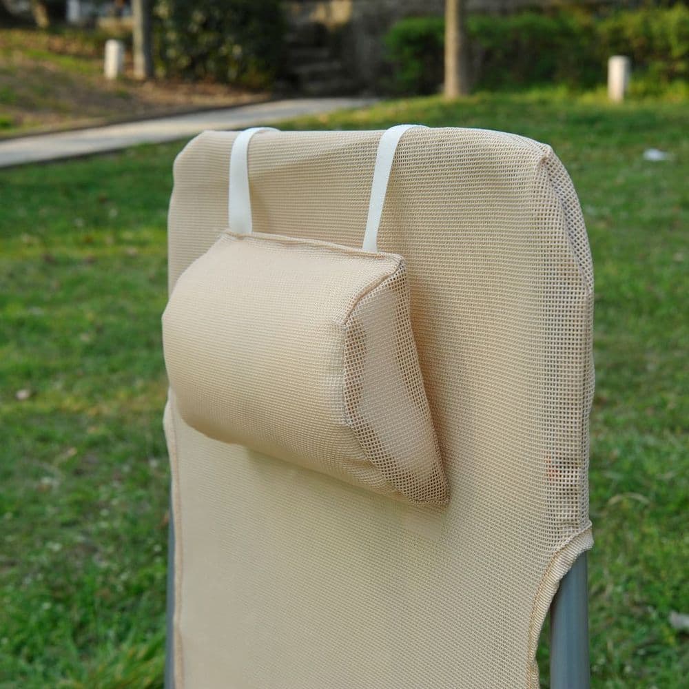 image-Outsunny Adjustable Sun Bed Garden Lounger Recliner Relaxing Camping Beige