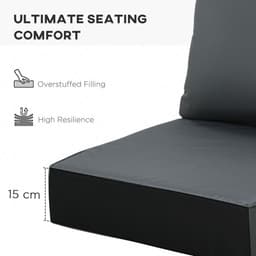 image-Outsunny Outdoor Seat and Back Cushion Set, Deep Seating Chair Cushion, Grey
