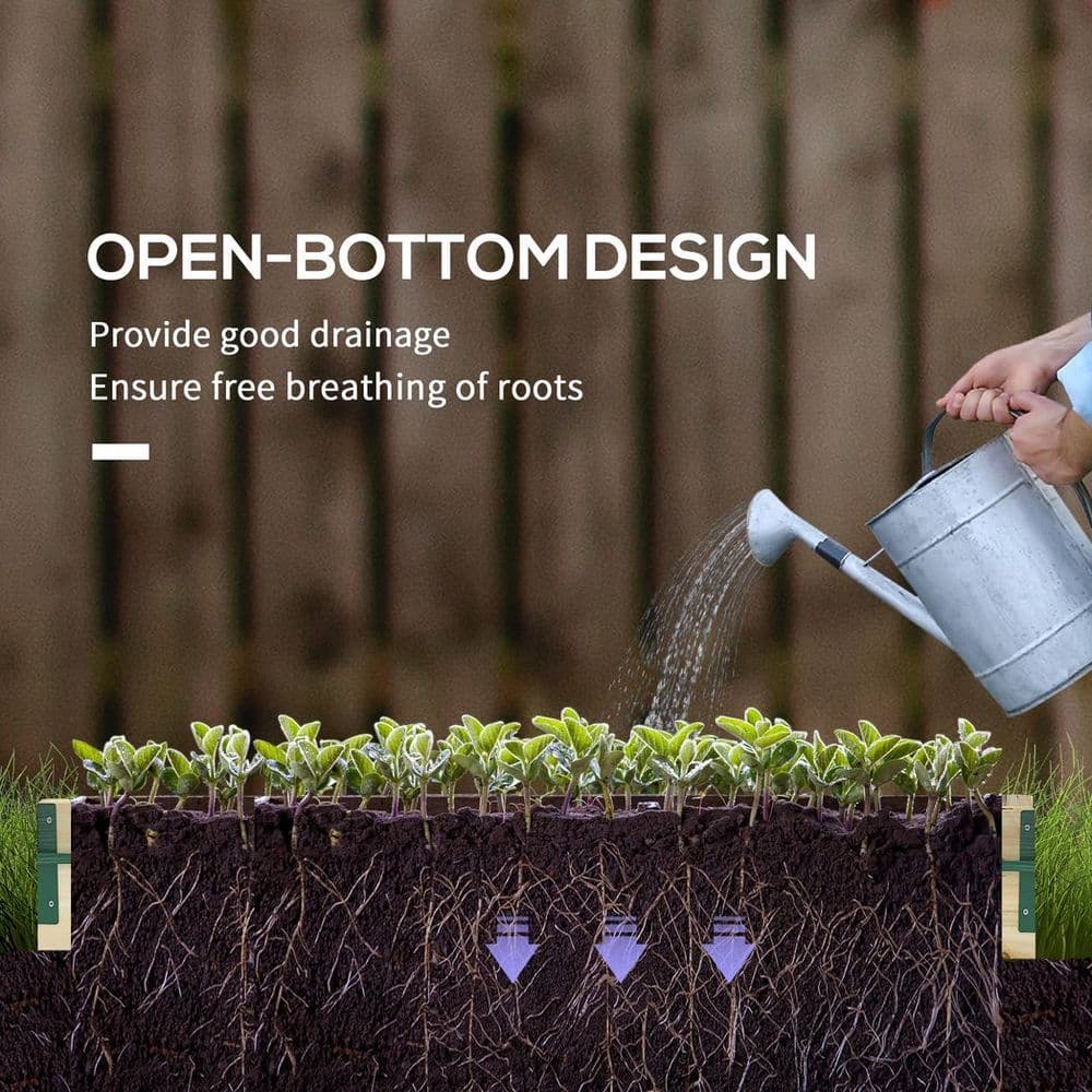 image-Outsunny Raised Garden Bed with Greenhouse Roll Up Windows 115 x 80 x 54 cm