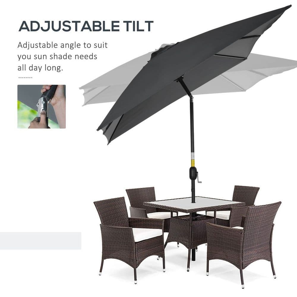 image-Outsunny 3x2m Patio Parasol Canopy Tilt Crank 6 Ribs Sun Shade Garden Black
