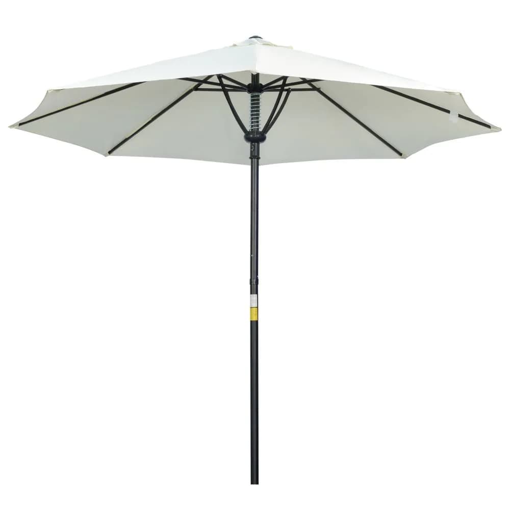 image-Outsunny Outdoor Market Table Parasol Umbrella Sun Shade with 8 Ribs, Cream