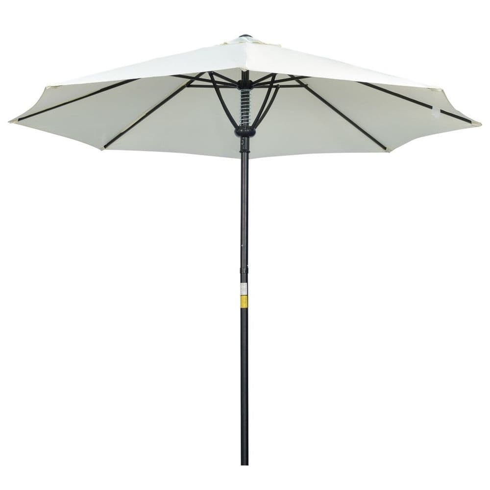 image-Outsunny Outdoor Market Table Parasol Umbrella Sun Shade with 8 Ribs, Cream