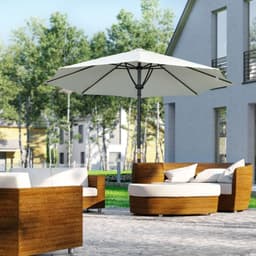 image-Outsunny Outdoor Market Table Parasol Umbrella Sun Shade with 8 Ribs, Cream