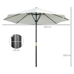 image-Outsunny Outdoor Market Table Parasol Umbrella Sun Shade with 8 Ribs, Cream
