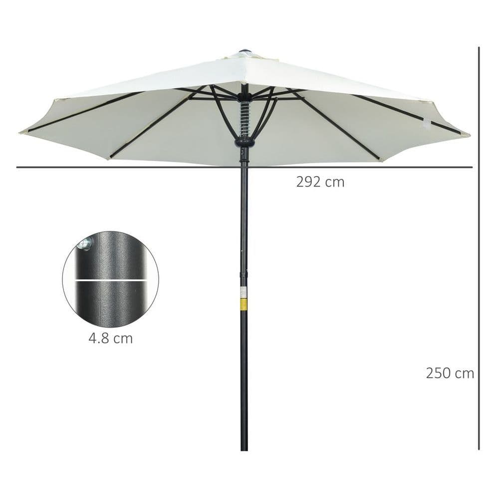 image-Outsunny Outdoor Market Table Parasol Umbrella Sun Shade with 8 Ribs, Cream