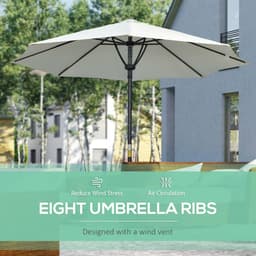 image-Outsunny Outdoor Market Table Parasol Umbrella Sun Shade with 8 Ribs, Cream