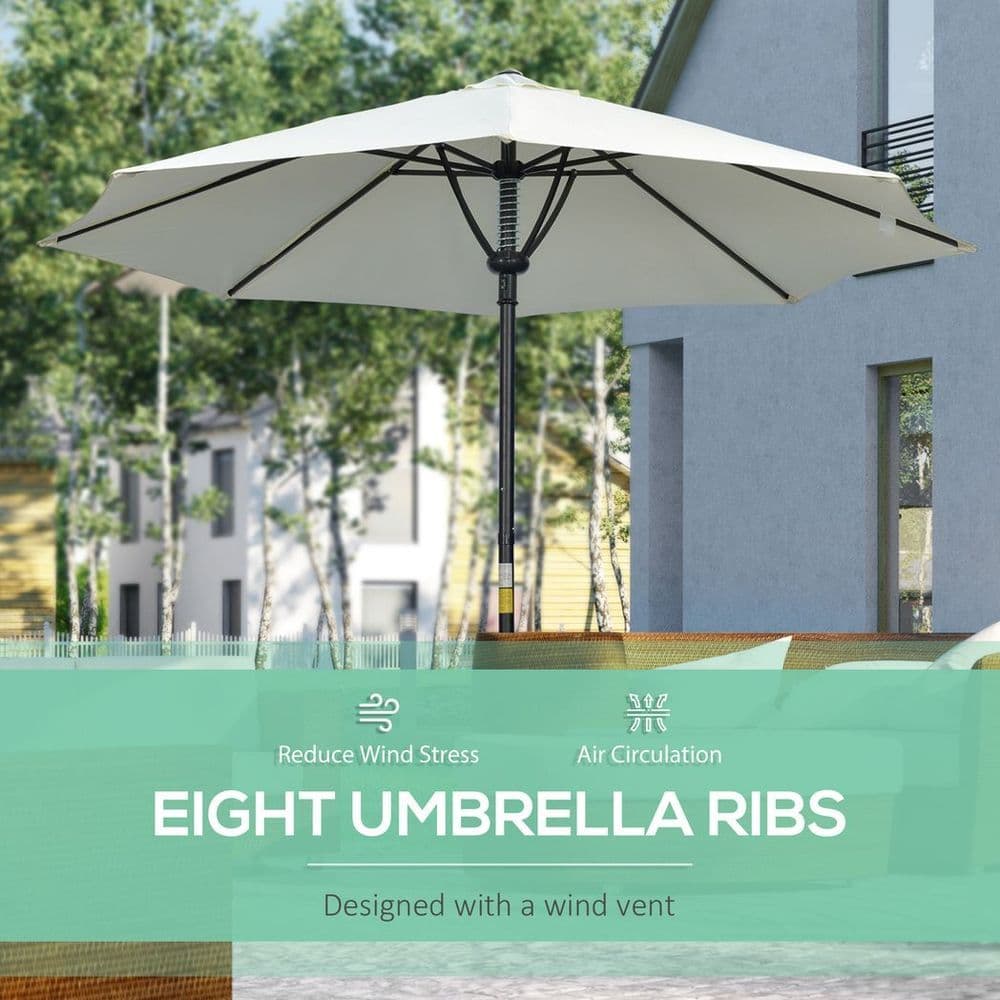 image-Outsunny Outdoor Market Table Parasol Umbrella Sun Shade with 8 Ribs, Cream