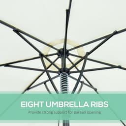 image-Outsunny Outdoor Market Table Parasol Umbrella Sun Shade with 8 Ribs, Cream