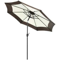 image-Outsunny 2.7m Garden Parasol Umbrella with 8 Metal Ribs, Tilt and Crank, Coffee