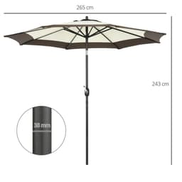 image-Outsunny 2.7m Garden Parasol Umbrella with 8 Metal Ribs, Tilt and Crank, Coffee
