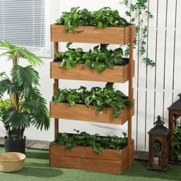 image-Outsunny Raised Garden Bed Wooden Plant Stand Orange