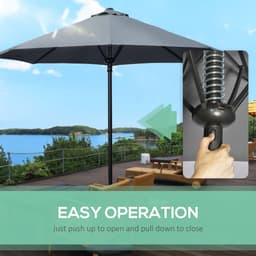 image-Outsunny Outdoor Market Table Parasol Umbrella Sun Shade with 8 Ribs, Grey