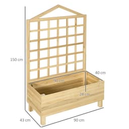image-Outsunny Wooden Garden Planters with Trellis for Vine Climbing Plants, Natural