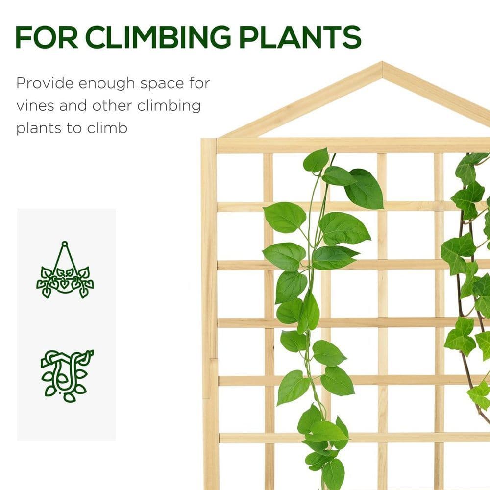 image-Outsunny Wooden Garden Planters with Trellis for Vine Climbing Plants, Natural