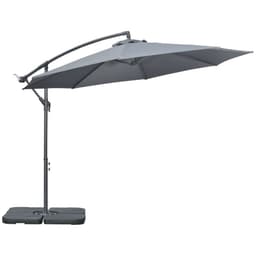 image-Outsunny 3(m) Banana Parasol Cantilever Umbrella Garden w/ Base Weights, Grey