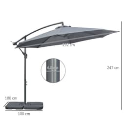 image-Outsunny 3(m) Banana Parasol Cantilever Umbrella Garden w/ Base Weights, Grey