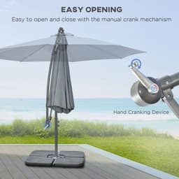 image-Outsunny 3(m) Banana Parasol Cantilever Umbrella Garden w/ Base Weights, Grey