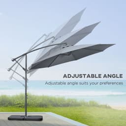 image-Outsunny 3(m) Banana Parasol Cantilever Umbrella Garden w/ Base Weights, Grey