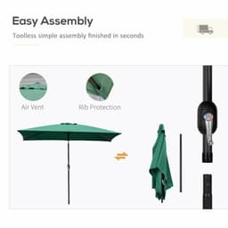 image-Outsunny 3x2m Patio Parasol Canopy Tilt Crank 6 Ribs Sun Shade Garden Green