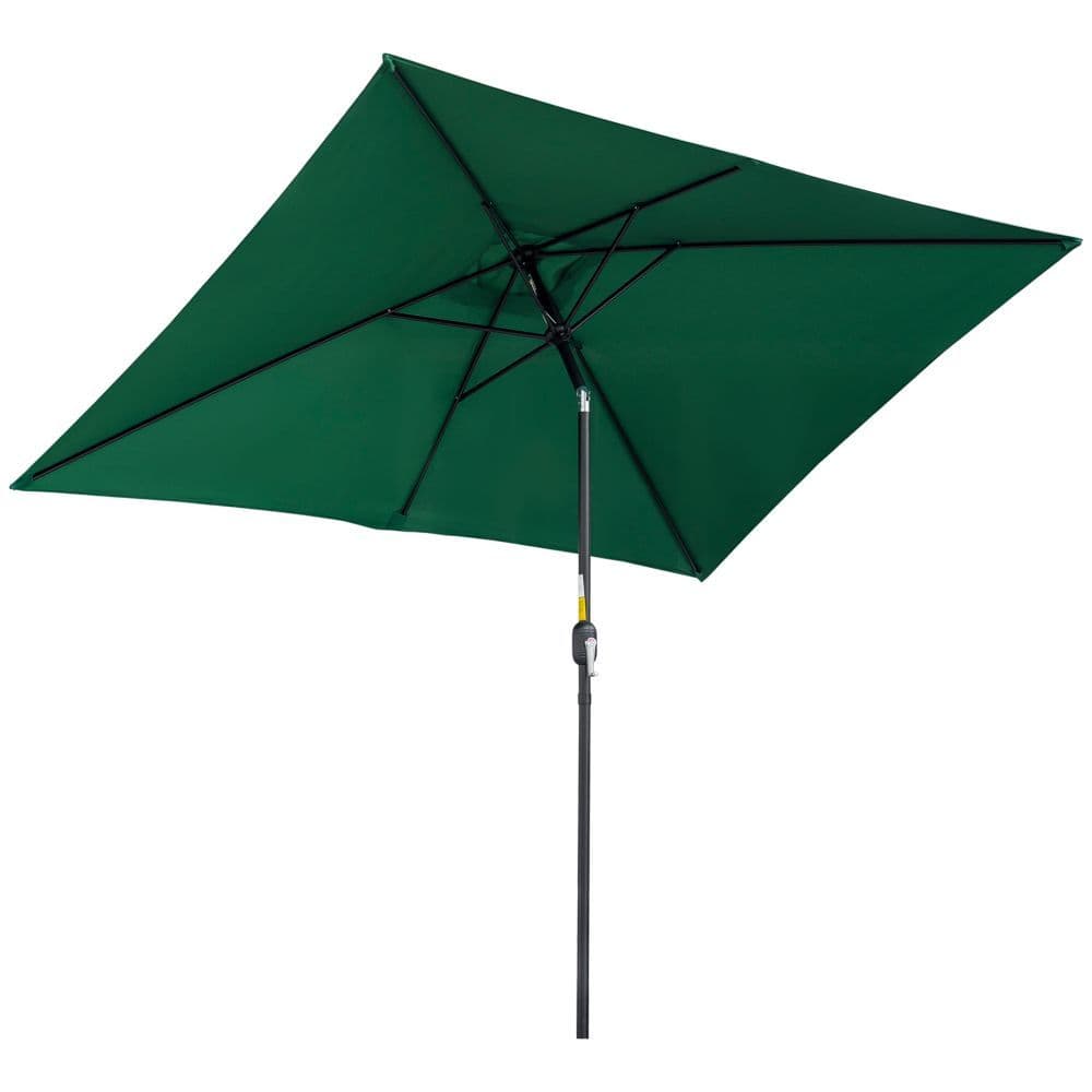 image-Outsunny 3x2m Patio Parasol Canopy Tilt Crank 6 Ribs Sun Shade Garden Green
