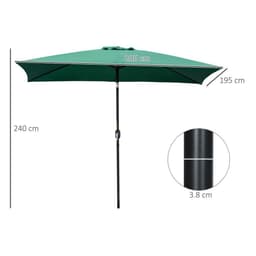 image-Outsunny 3x2m Patio Parasol Canopy Tilt Crank 6 Ribs Sun Shade Garden Green