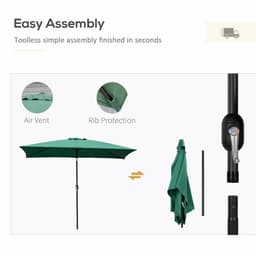 image-Outsunny 3x2m Patio Parasol Canopy Tilt Crank 6 Ribs Sun Shade Garden Green