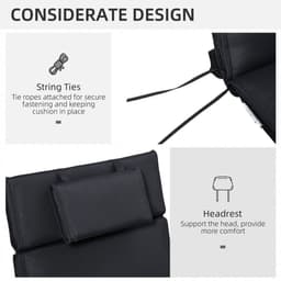 image-Outsunny Garden Sun Lounger Chair Cushion Reclining Relaxer Indoor Outdoor Black