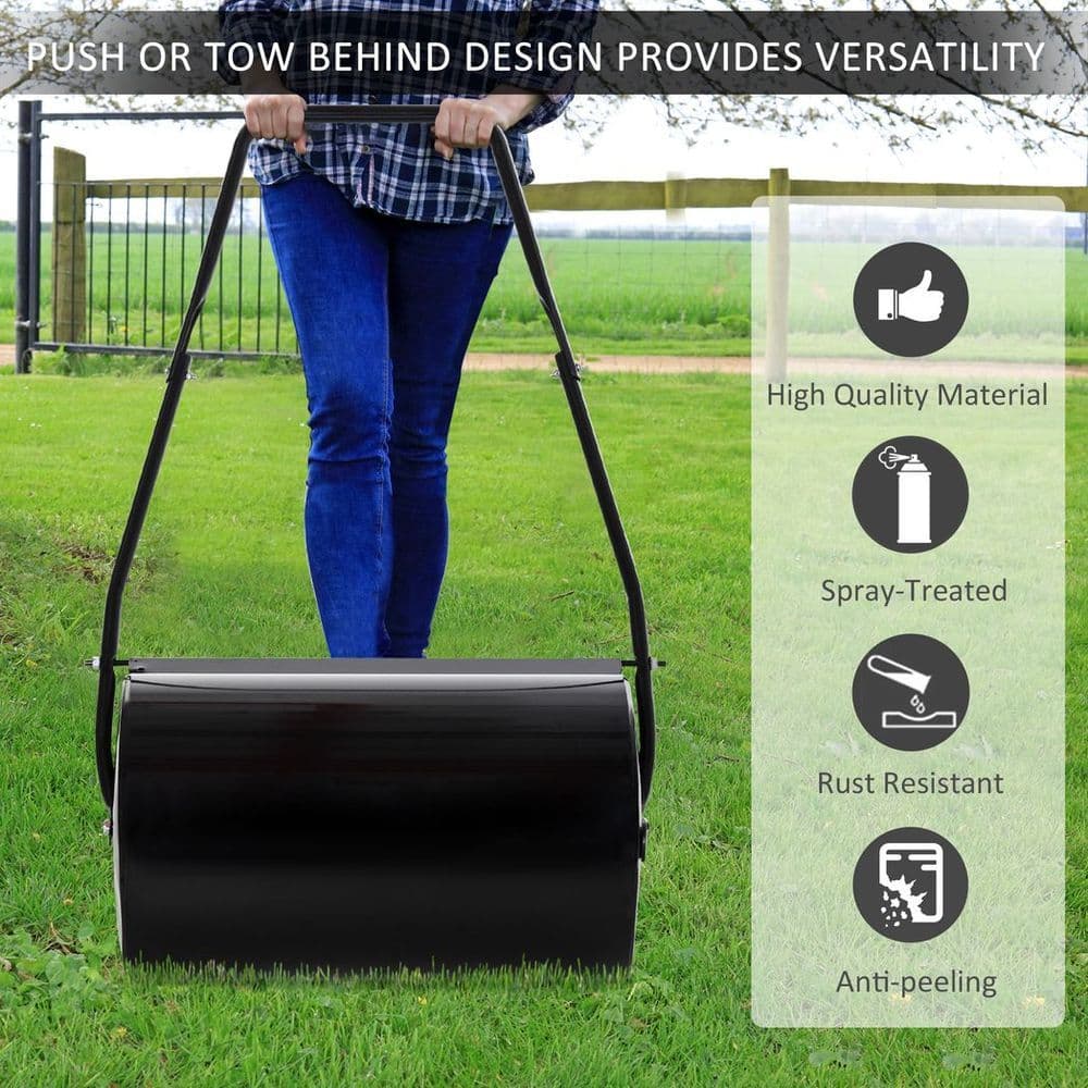 image-DURHAND Heavy Duty Garden Lawn Roller Push Tow Water Sand Filled 46L Equipment