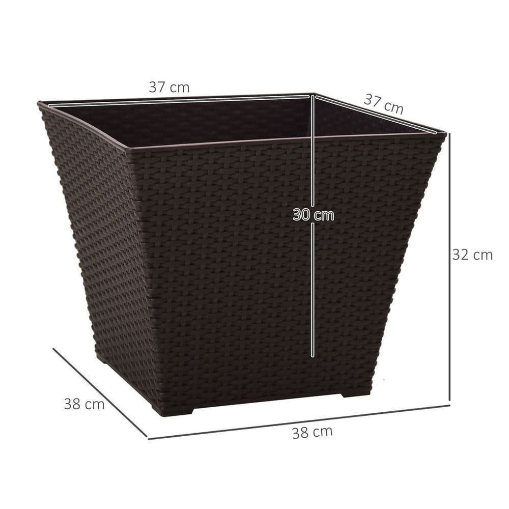 image-Outsunny 4-pack Plant Pots Rattan Effect, Flower Pot Stackable, Indoor/ Outdoor