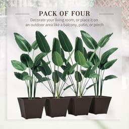 image-Outsunny 4-pack Plant Pots Rattan Effect, Flower Pot Stackable, Indoor/ Outdoor