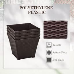 image-Outsunny 4-pack Plant Pots Rattan Effect, Flower Pot Stackable, Indoor/ Outdoor
