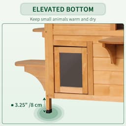 image-Wooden Cat House Cat Cave Pet Shelter Condos Outdoor Natural Wood Finish