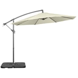 image-Outsunny 3(m) Banana Parasol Cantilever Umbrella Garden w/ Base Weights, Beige