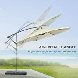 image-Outsunny 3(m) Banana Parasol Cantilever Umbrella Garden w/ Base Weights, Beige