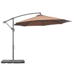 image-Outsunny 3(m) Banana Parasol Cantilever Umbrella Garden w/ Base Weights, Coffee