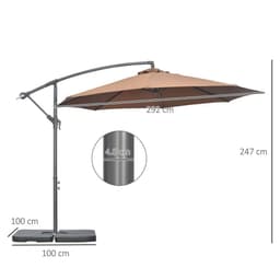image-Outsunny 3(m) Banana Parasol Cantilever Umbrella Garden w/ Base Weights, Coffee