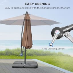 image-Outsunny 3(m) Banana Parasol Cantilever Umbrella Garden w/ Base Weights, Coffee