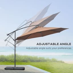 image-Outsunny 3(m) Banana Parasol Cantilever Umbrella Garden w/ Base Weights, Coffee