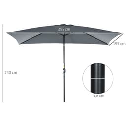 image-Outsunny 3x2m Patio Parasol Canopy Tilt Crank 6 Ribs Sun Shade Garden Dark Grey